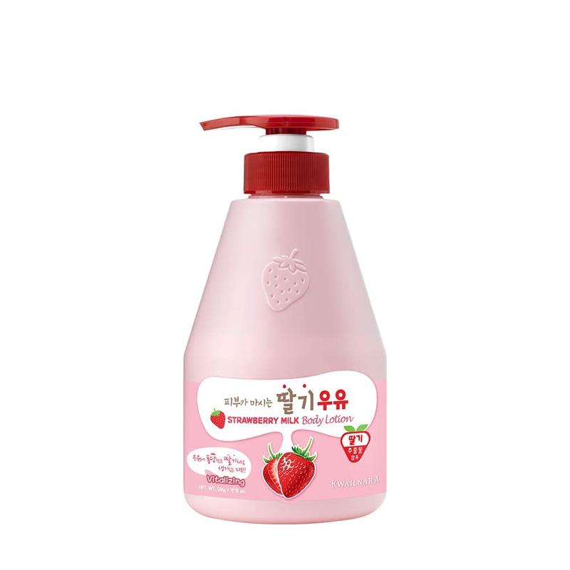 [WELCOS KWAILNARA] Milk Body Lotion 560 g   19.75 Fl. oz (Strawberry Peach Banana) Body Care Hydrating Moisture Moisturizing Daily Smooth