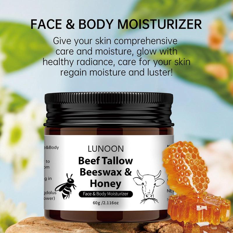 60g Beef Tallow & Honey Moisturizer, 1 2 Conuts Deep Hydrating Nourishing Face Cream, Scented Face Korean Skin Care Cream, Face Smoothing Lotion, Christmas Gift