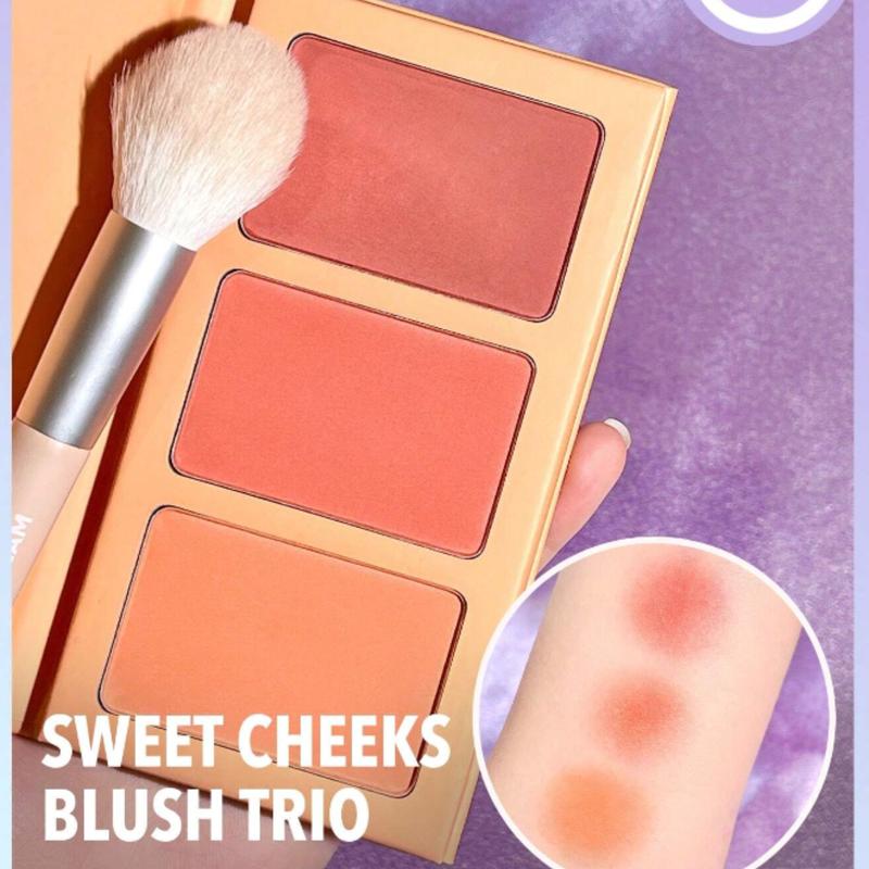 SHEGLAM Sweet Cheeks Blush Trio-Sunset Cruise 3-Color Powder Blush Palette Non-Fading Multi-Use Non-Greasy Shimmer Lightweight Velvet Smooth Blusher