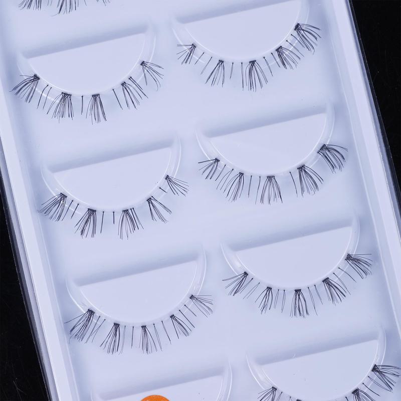 Cluster False Eyelashes, 5 Pairs Transparent Stem Curling Eye Makeup Strip Lashes, Faux Cluster Lashes for Eyelash Extensions, Natural False Eyelashes