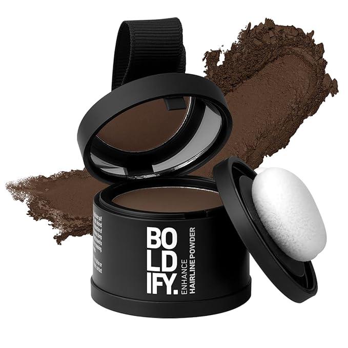 BOLDIFY Hairline Powder - Root Touch Up & Hair Loss Cover Up, Instant Gray Coverage 48-Hour Stain-Proof Hair Color Powder for Women & Men, Hair Fibers and Hair Topper Alternative (Medium Brown)