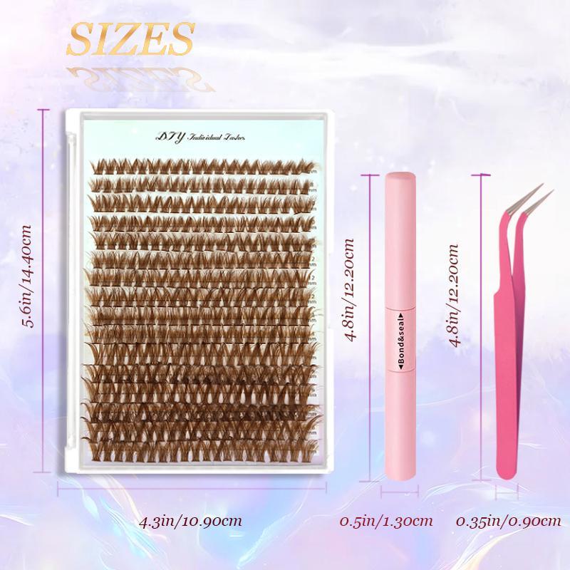 Curl Wispy Individual False Eyelash With Lash & Tweezers Kit, 1 Set Natural Self Grafting DIY Segmented Eyelash