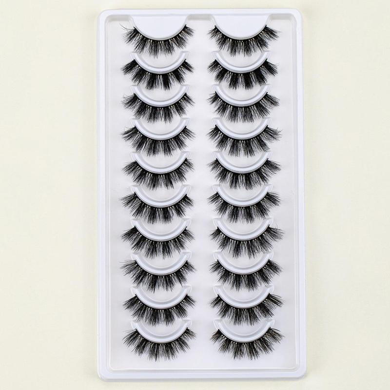 Fluffy False Eyelashes, 10 Pairs Natural Faux Lashes, Volumized False Eyelashes For Women And Girls Makeup Enhancement