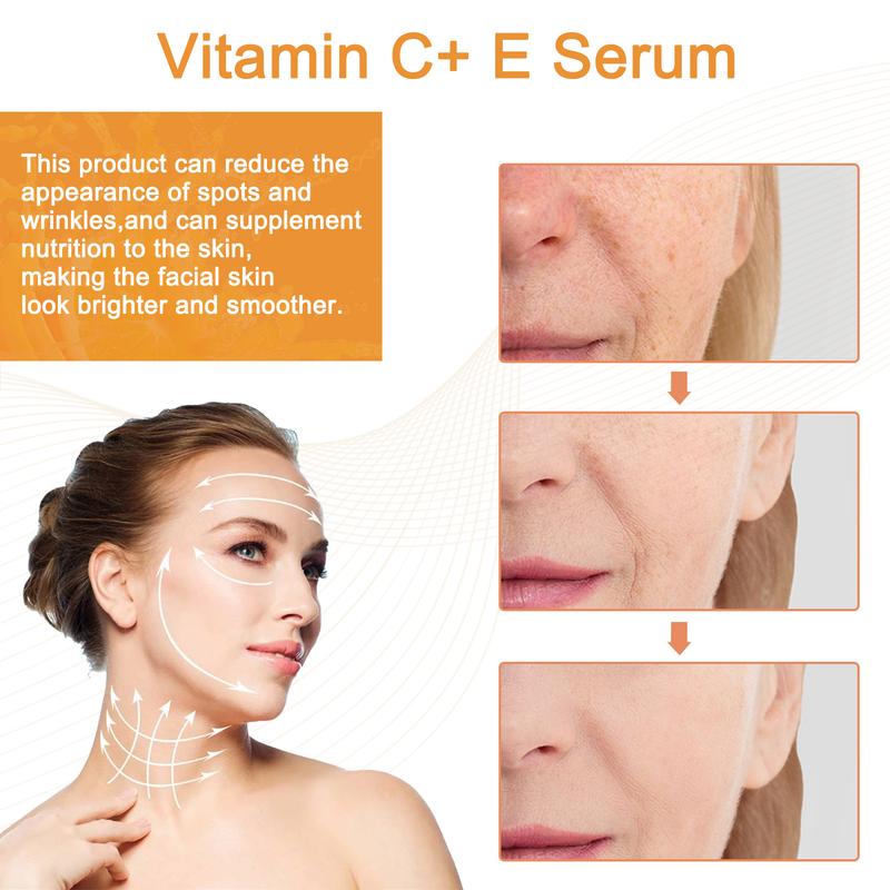 [Free Shipping]Vitamin C E  Ferulic acid serum , All Skin Types Skincare,Vitamin C Facial Serum Essence, Anti Aging Facial Brightening Fragrance Plumper, Fade Dark Spots & hyperpigmentation,  Acne stain Dull Skin, Korean Skincare Skin Repair Comfort