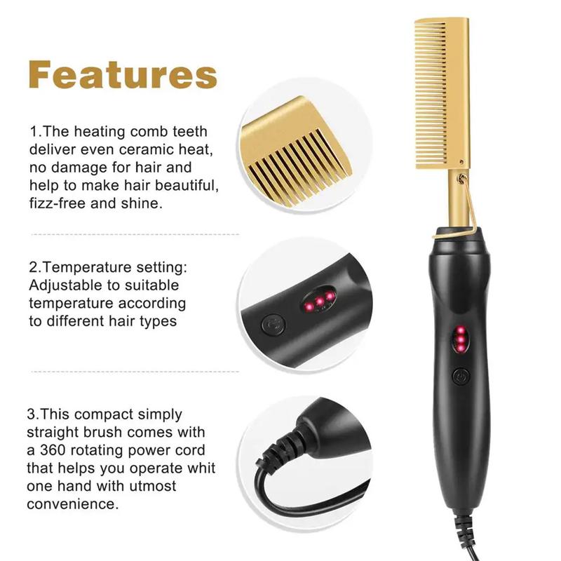 Anti Scalding Design, Boutique Hot Comb, Hair Straightener Brush, Straightening Brush, Multifunctional Hair Straightener Brush for Men & Women, - Electric Straightening Comb,Electric Heated Hair Styling Tools For Home & Salon Use