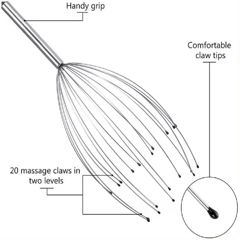 Steel Octopus Head Scratcher & Back Scratcher Set, 2 Counts set Retractable Head & Body Relaxing And Hair Stimulation Massagers