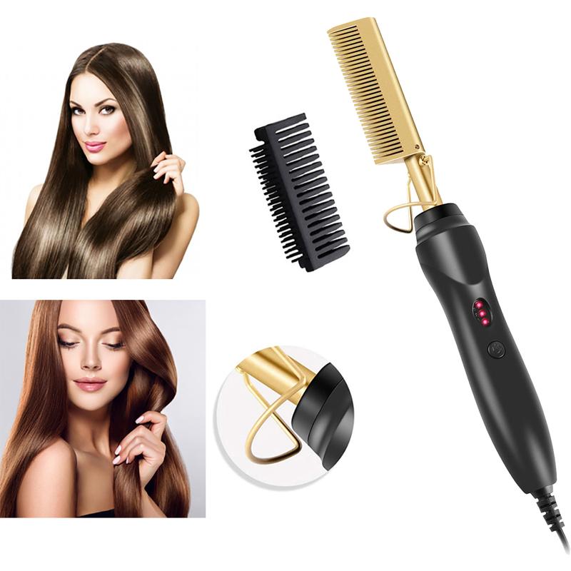 Anti Scalding Design, Boutique Hot Comb, Hair Straightener Brush, Straightening Brush, Multifunctional Hair Straightener Brush for Men & Women, - Electric Straightening Comb,Electric Heated Hair Styling Tools For Home & Salon Use