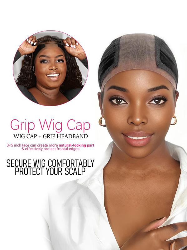 Wig Cap with Grip Band for Keeping Wigs in Place, Adjustable Strap Lace Front Wigs Non Slip Cap, Wig Accessories for Women & Men