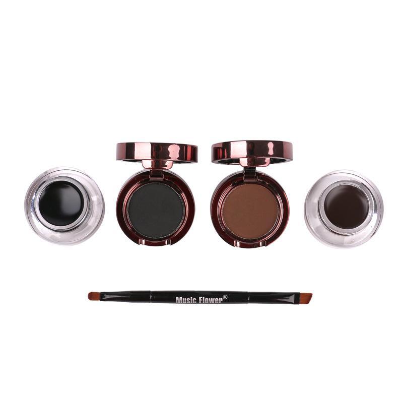 Eyebrow Powder & Gel Eyeliner Set, 1 Box Shapes, Defines, Fills Brows for Naturally Looking Color All Day