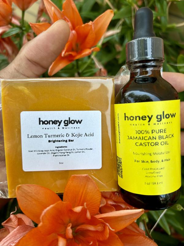 Honey Glow Organic Jamaican Black Castor Oil for Skin, Body & Hair Moisturizing Body Care Exfoliating