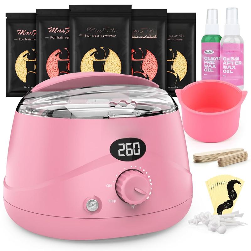 Digital Wax Pot Hard Wax Kit - 51 Accessories for Full , Armpit, and Bikini Waxing (17.6 oz)