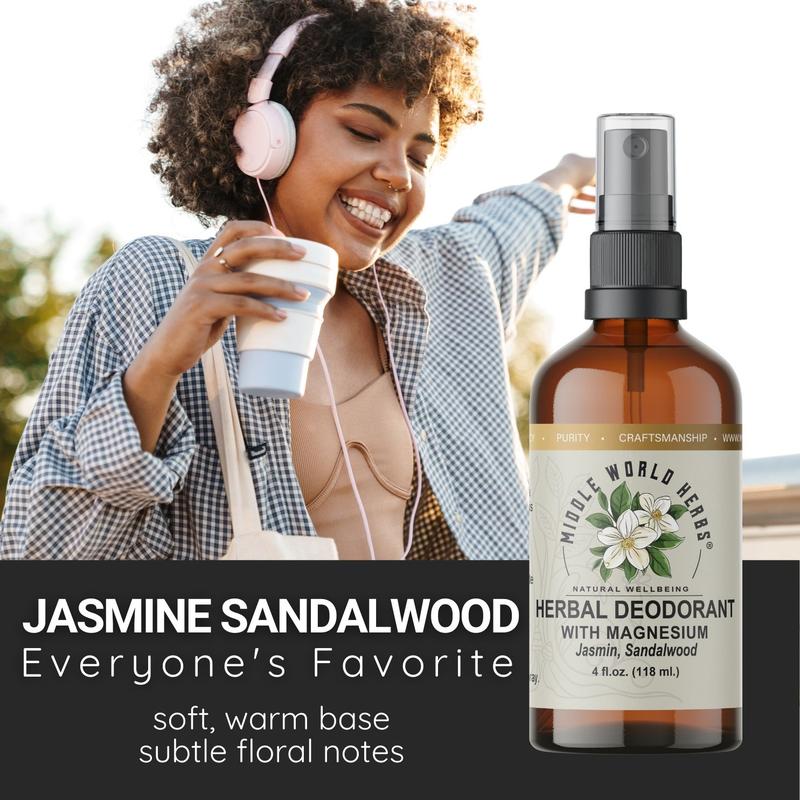 Herbal Deodorant with Magnesium 4oz for Body Odor Control. Natural, Antibacterial Body Spray with Aloe, Chamomile. Body Care