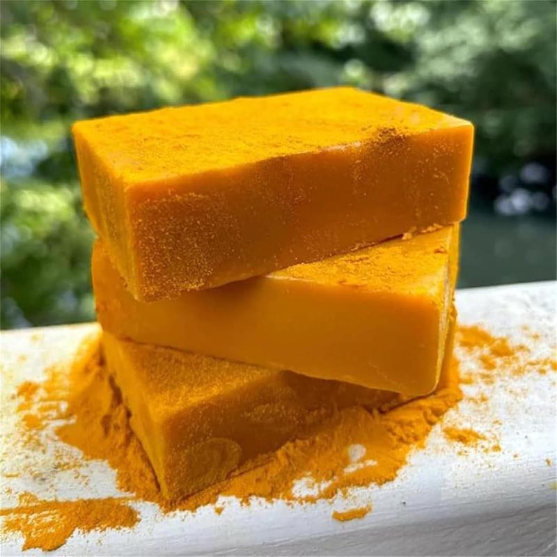 Turmeric & Kojic Acid Brightening Soap, Dark Spot Remover, Lemon Kojic Acid Soapfor Face Body, Body Care Body Wash Moisturizing Gentle Soap Set with Soap Saving Bag