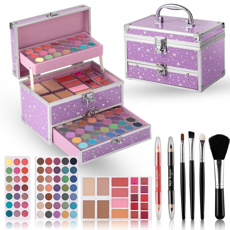 Makeup Kit for Teens with  Case, Portable Beginner Makeup Gift Set, Makeup Beauty Kit for Girls (PURPLE)