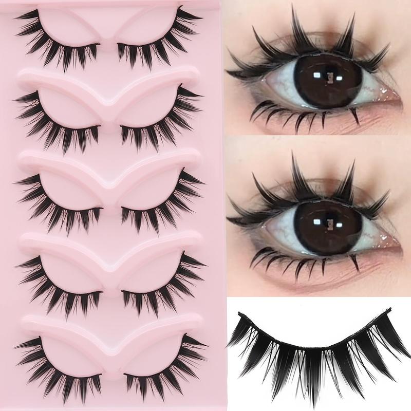 Natural Look Comic False Eyelashes, 1 Box Reusable Wispy Faux Cluster Lashes, Volumized False Eyelashes for Women and Girls Eye Makeup Enhancement, Christmas Gift