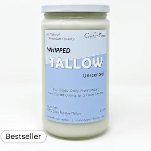 All-Natural unscented Whipped Tallow, Grass fed Beef Tallow Moisturizer