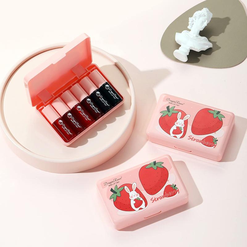 6 Colors Lip Tint Stain Mini Liquid Lipstick, Korean Lip Gloss Moisturizing Natural, Multi-Use Lip and Cheek Tint, Non-Stick Cup, Lightweight, High Pigment, Long-Lasting, Vivid Color for Valentine's Day Hydrating Makeup Matte Lip Stain Moisture Moisturize