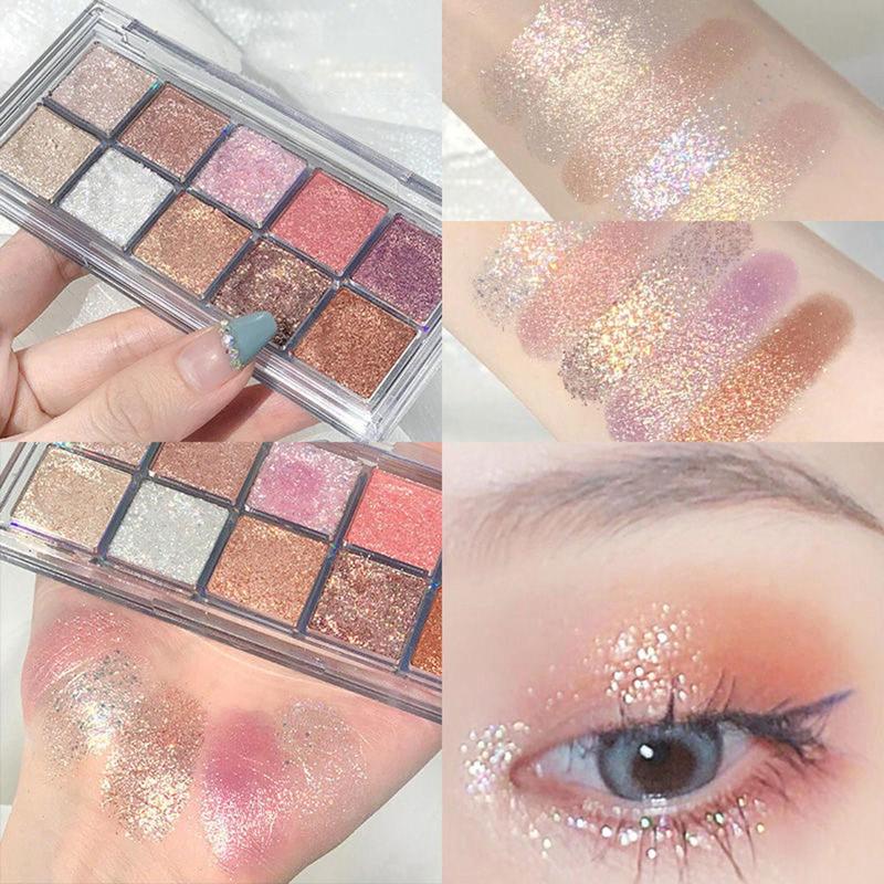 10 Color Glitter Eye Shadow Palette, Multicolor Sparkling Eye Cosmetic, Women's Eye Makeup Product For Daily & Party