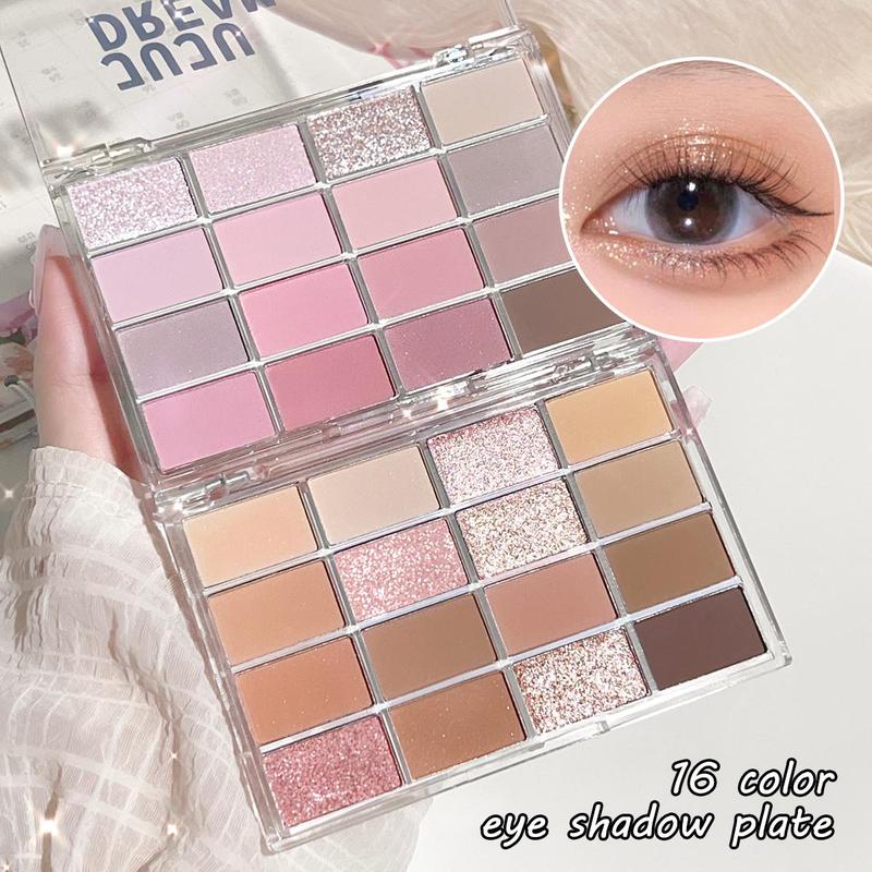 16 Color Eyeshadow Palette, 1 Count Matte & Glitter Eye Shadows Palette, Long Lasting Shimmering Eye Shadow Makeup Products