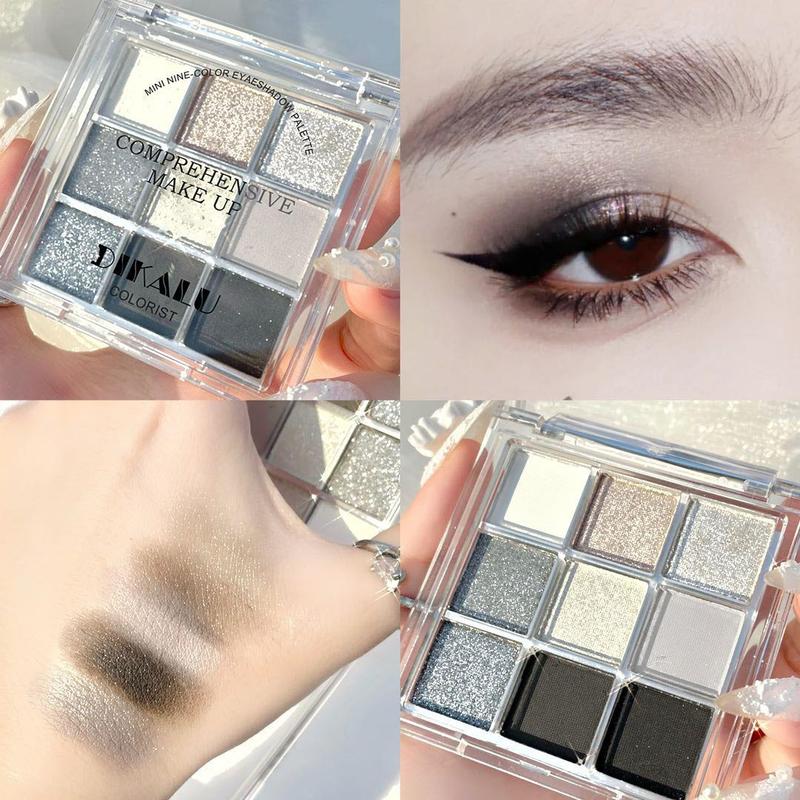 Gray-Tone Eyeshadow Palette, Shimmer & Matte Eyeshadow for Party, Long Lasting Shimmering Eye Shadow Makeup Products, High Pigmented Blendable Eyeshadow Powder