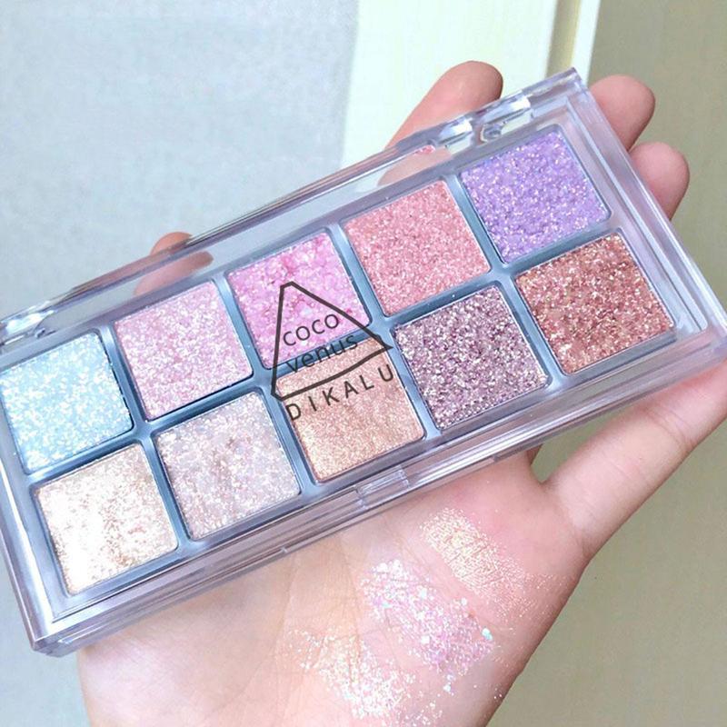 10 Color Glitter Eye Shadow Palette, Multicolor Sparkling Eye Cosmetic, Women's Eye Makeup Product For Daily & Party