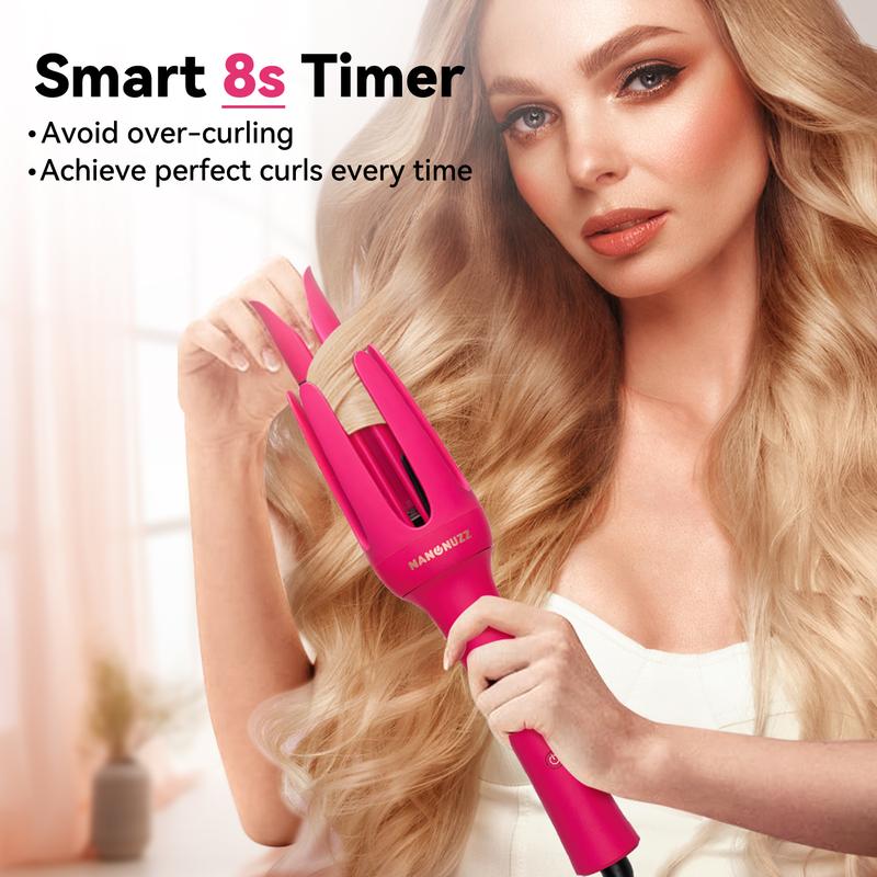 NanoNuzz 3 in 1 Automatic Hair Curling with Three Interchangeable Barrels, Back to School Safety Hair Tool, Anti-Tangle & Anti-Scald Technology, Quick Styling for All Hair Types Comfort