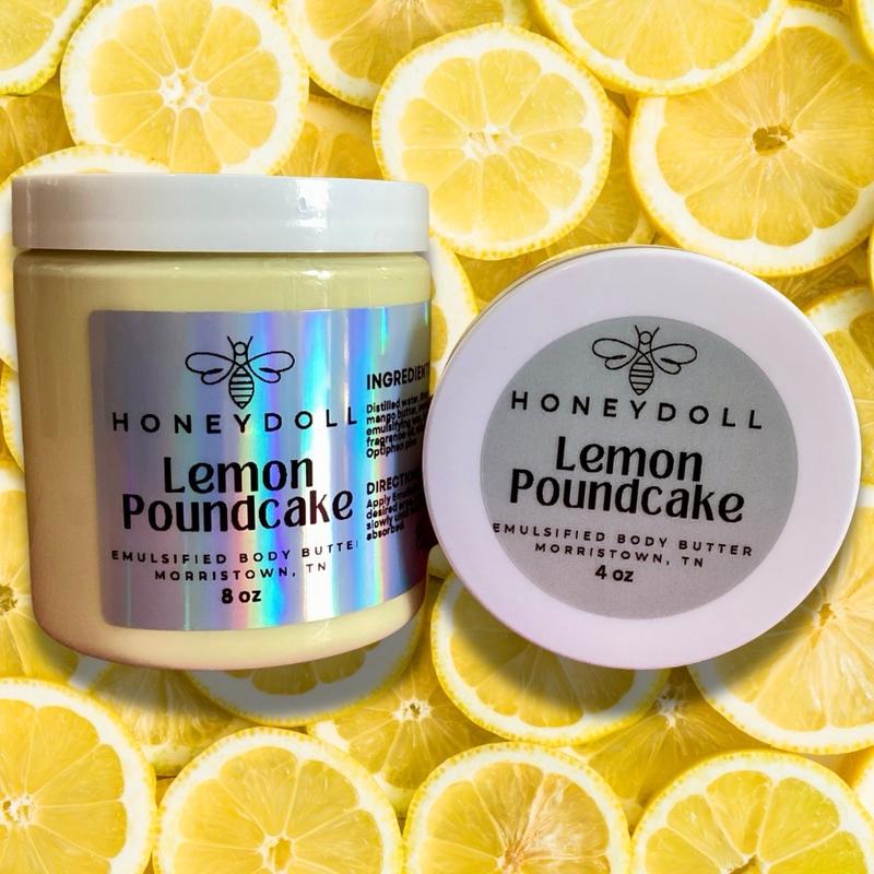 Lemon Poundcake Emulsified Body Butter - Deeply Moisturizes and Leaves Skin Smooth and Silky - Body Care