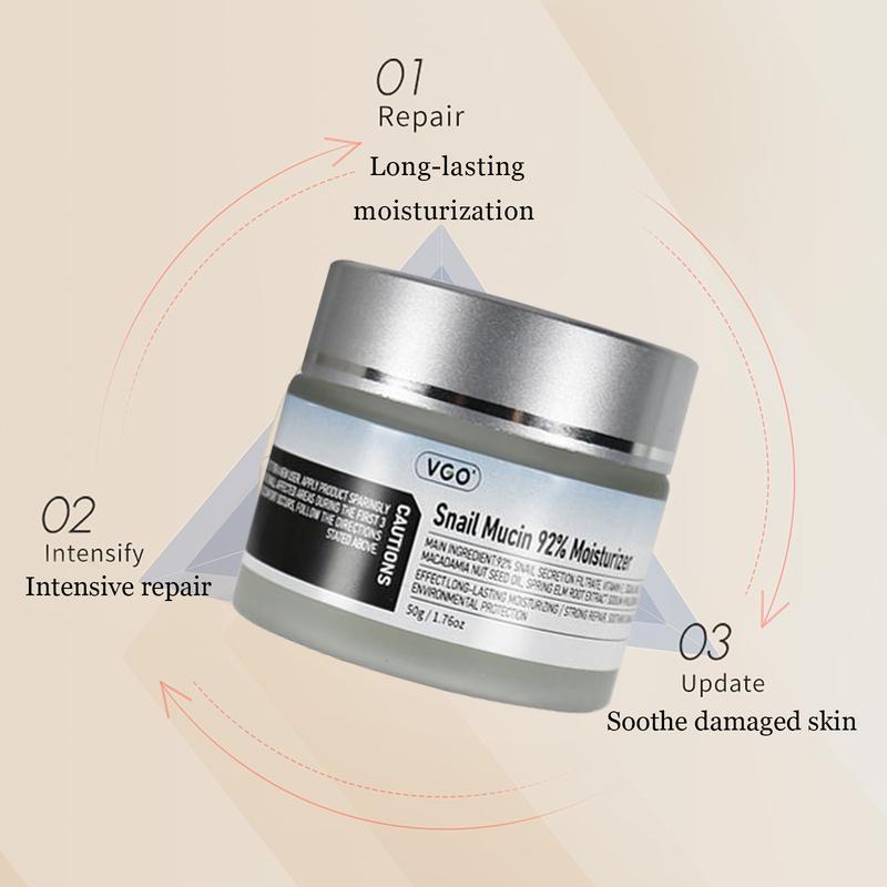 VGO 92% Snail Mucin Moisturizing Cream, 50g 1.76oz. Perfect for dry skin, it hydrates, repairs, soothes Moisturizers   Skincare Comfort Skin Repair