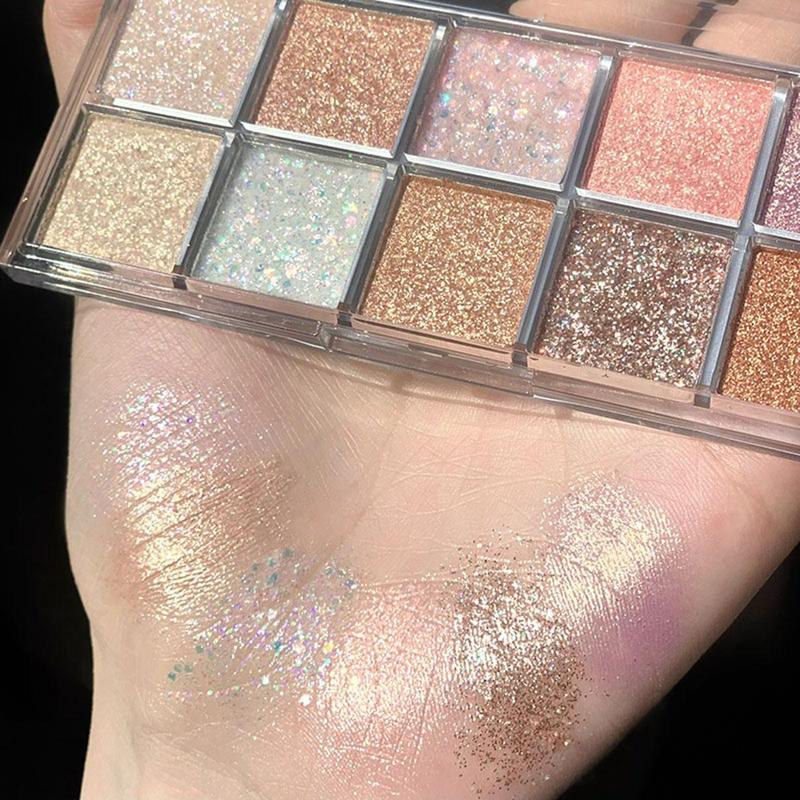 10 Color Glitter Eye Shadow Palette, Multicolor Sparkling Eye Cosmetic, Women's Eye Makeup Product For Daily & Party