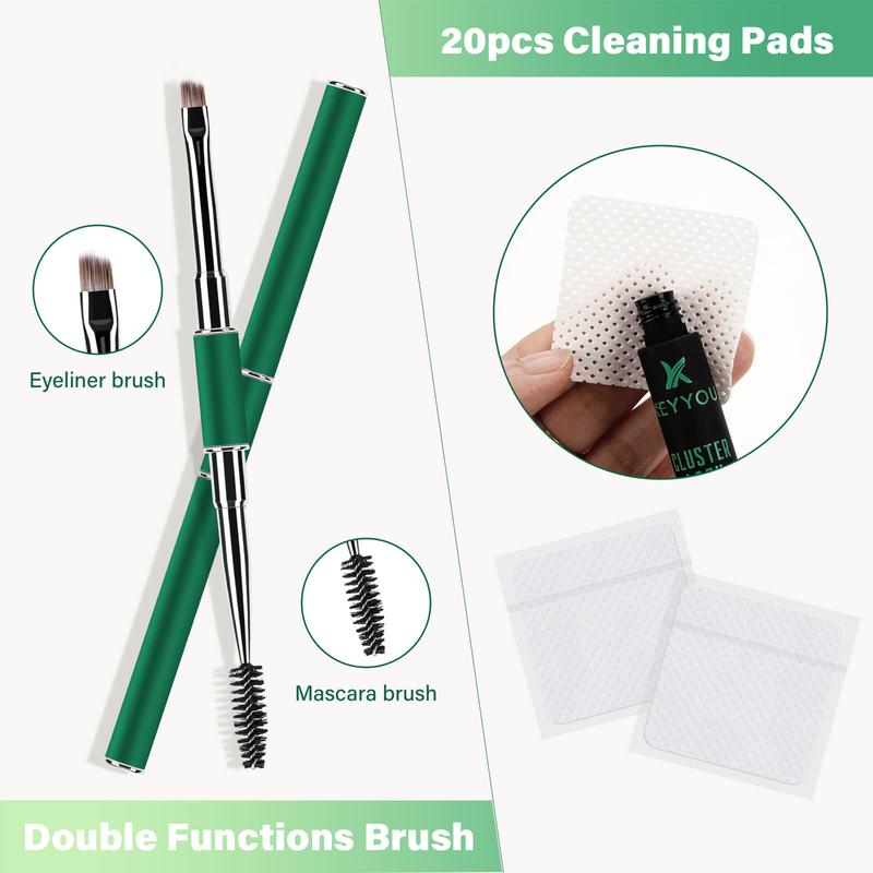 KEYYOU DIY Lash Clusters Kit Y01 Y02 40D Eyelash Extension Waterproof Long-Lasting Lash Extension Kit  Easy to Use for Beginners Free Gift Pre-Bond 01