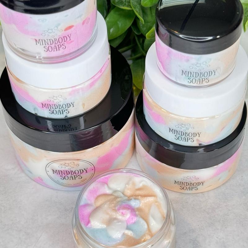 Rose & Lavender Whipped Body Butter Non-Greasy Whipped Natural Shea and Mango Butter Body Butter Jojoba Oil Luxurious Butter.