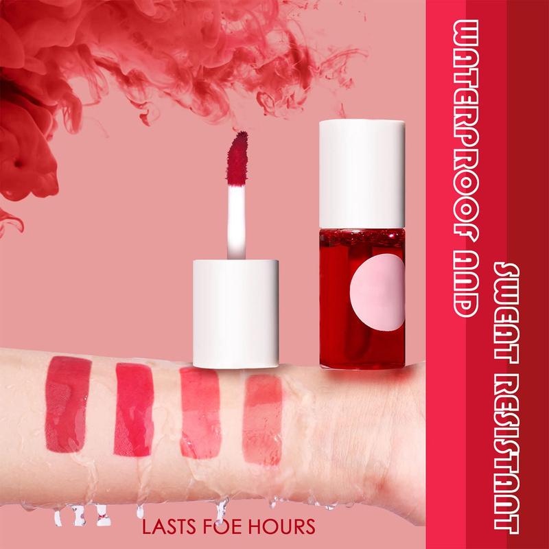 4 Colors Lip Tint Stain Set, Velvet Lip Tint Watery Lip Stain, Moisturizing Waterproof Mini Liquid Lipstick,Plump Lip Gloss Long-lasting Korean Matte Lip Tint Non-Sticky Tinta De Labios (4PCS)