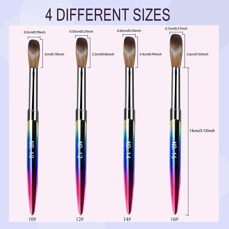 Colorful Nail Art Brush Set, 4 Counts set Multifunctional Nail Art Brush for Nail Extension & Carving, Professional Manicure Tool for Home & Salon Use