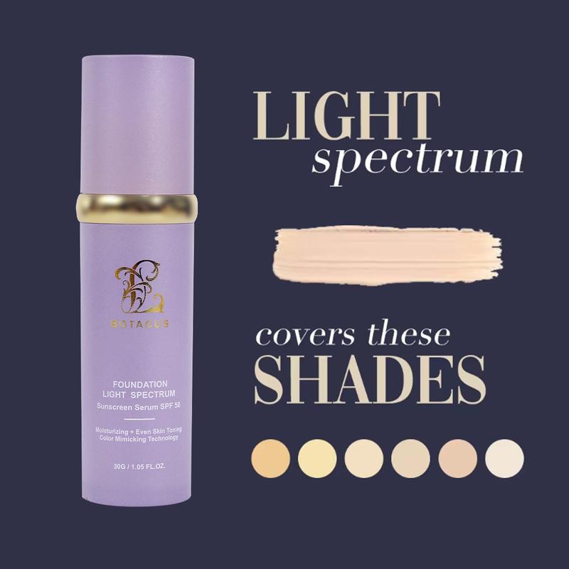 BOTAGUS  Foundation 4 in 1-Light Spectrum,Protecting from Sun with SPF50; for Gym, Sports, Dancing Concealer Coverage Flawless