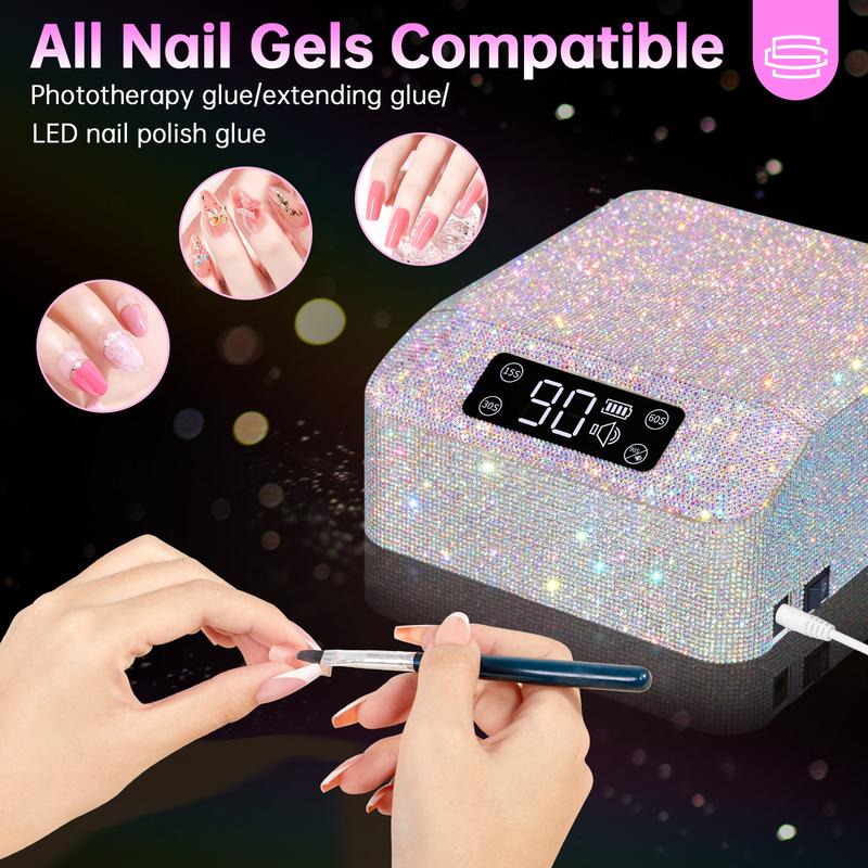 UV LED Nail Lamp 96W Nail Dryer Sparkly Gel Polish Light 4 Timer Setting Professional Quick Dry Curing Lamp with Display Auto Sensor for Salon & Home