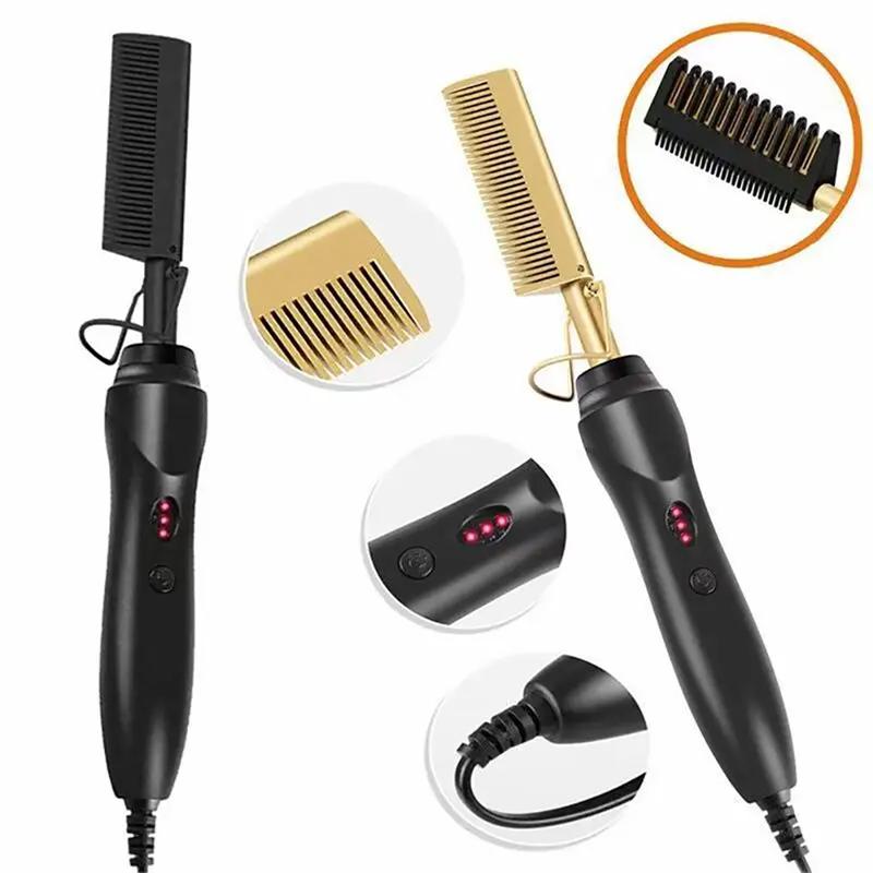 Anti Scalding Design, Boutique Hot Comb, Hair Straightener Brush, Straightening Brush, Multifunctional Hair Straightener Brush for Men & Women, - Electric Straightening Comb,Electric Heated Hair Styling Tools For Home & Salon Use