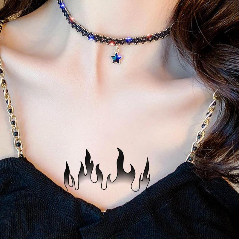 Fire Flame Pattern Temporary Tattoo Sticker, 1 Sheet Creative Fake Tattoo Sticker, Body Art Decoration For Men & Women