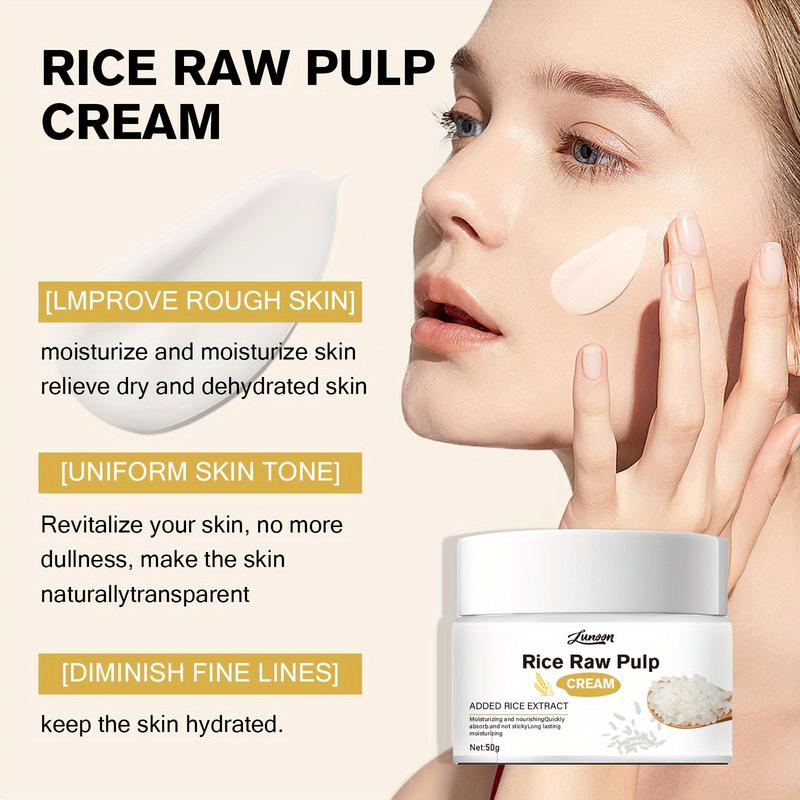 Rice Raw Pulp Face Cream, Moisturizing & Nourishing Facial Cream, Long-lasting Hydration Face Lotion for Tighter Skin