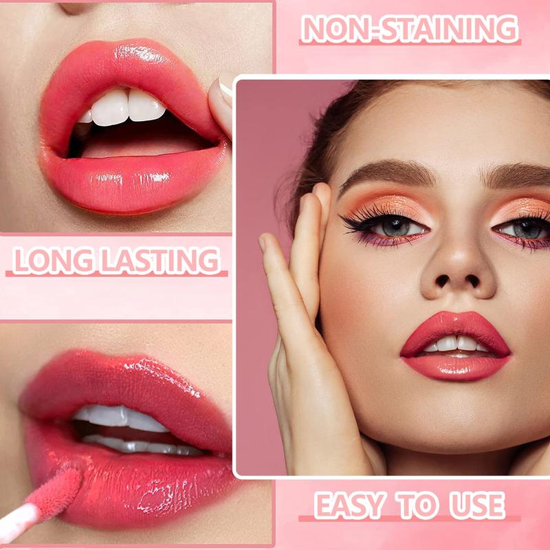 6 Colors Lip Tint Stain Mini Liquid Lipstick, Korean Lip Gloss Moisturizing Natural, Multi-Use Lip and Cheek Tint, Non-Stick Cup, Lightweight, High Pigment, Long-Lasting, Vivid Color for Valentine's Day Hydrating Makeup Matte Lip Stain Moisture Moisturize