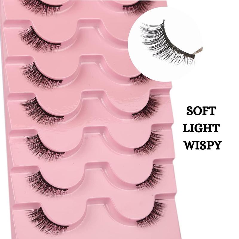 Natural Fluffy Wispy False Lashes, 7 Pairs Cat Eye False Eyelashes Lash Extension Kit for Women, Lash Extensions Kit, Eye Makeup Cosmetic Beauty Gifts, Eyelash Extension Strip, Summer Gifts for Her, Christmas Gift