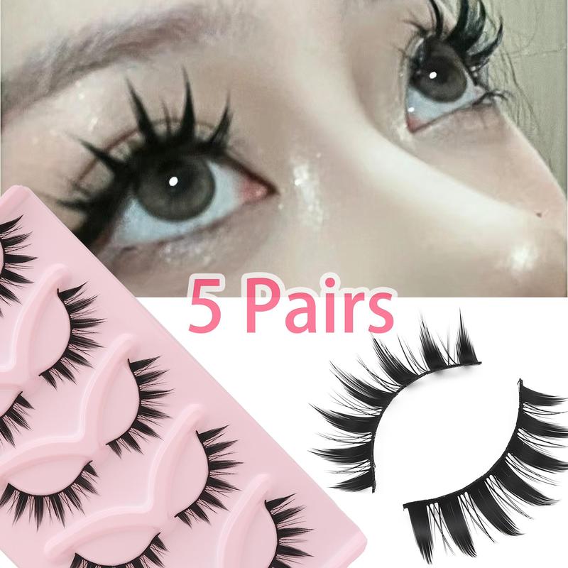 Natural Look Comic False Eyelashes, 1 Box Reusable Wispy Faux Cluster Lashes, Volumized False Eyelashes for Women and Girls Eye Makeup Enhancement, Christmas Gift