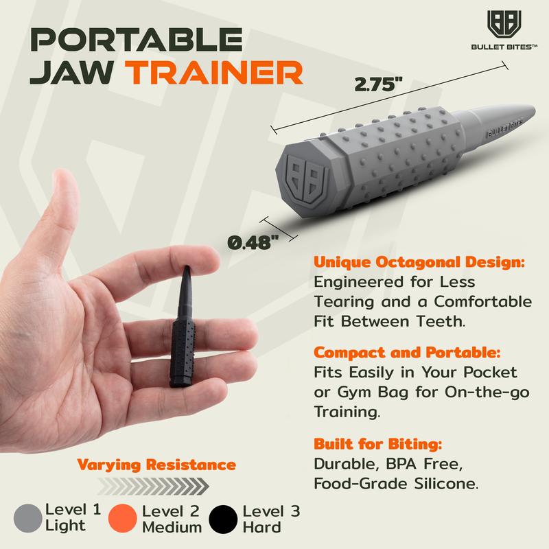 BULLET BITES Jaw Trainer | Ultimate Gym Companion | Chisel Jawline | Activates All Facial Muscles | 3 Resistance Levels