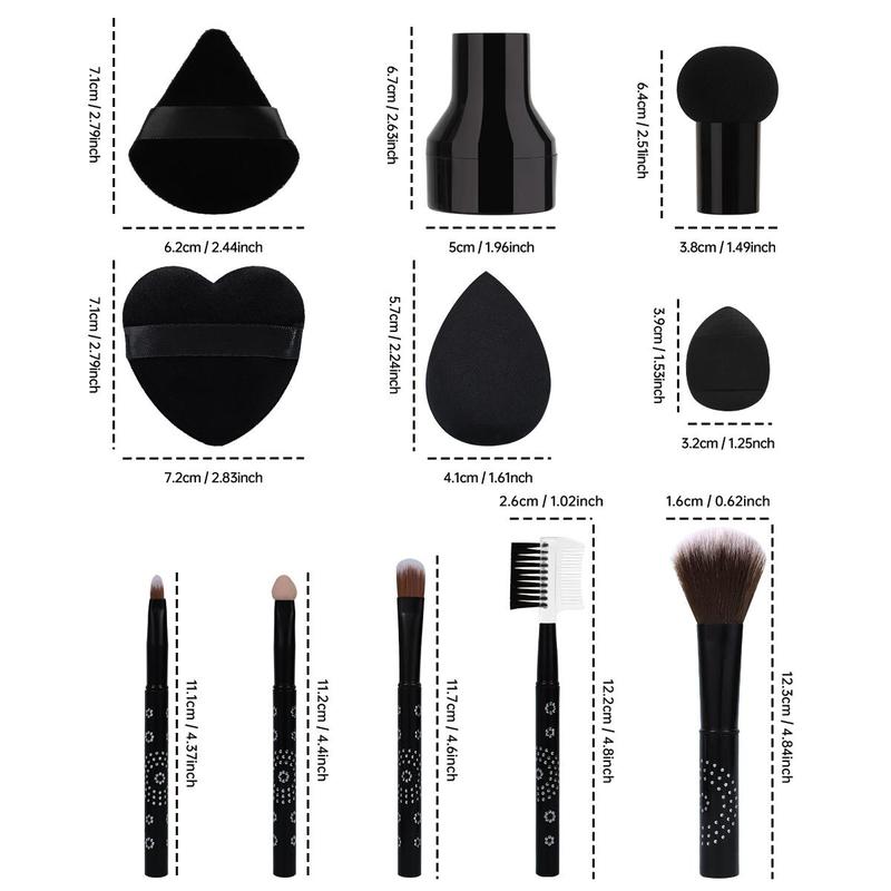 Professional Makeup Tool Set, 15pcs set Makeup Brush & Makeup Sponge & Setting Powder Puff & Finger Puff & Mushroom Powder Puff, Makeup Tool for Women