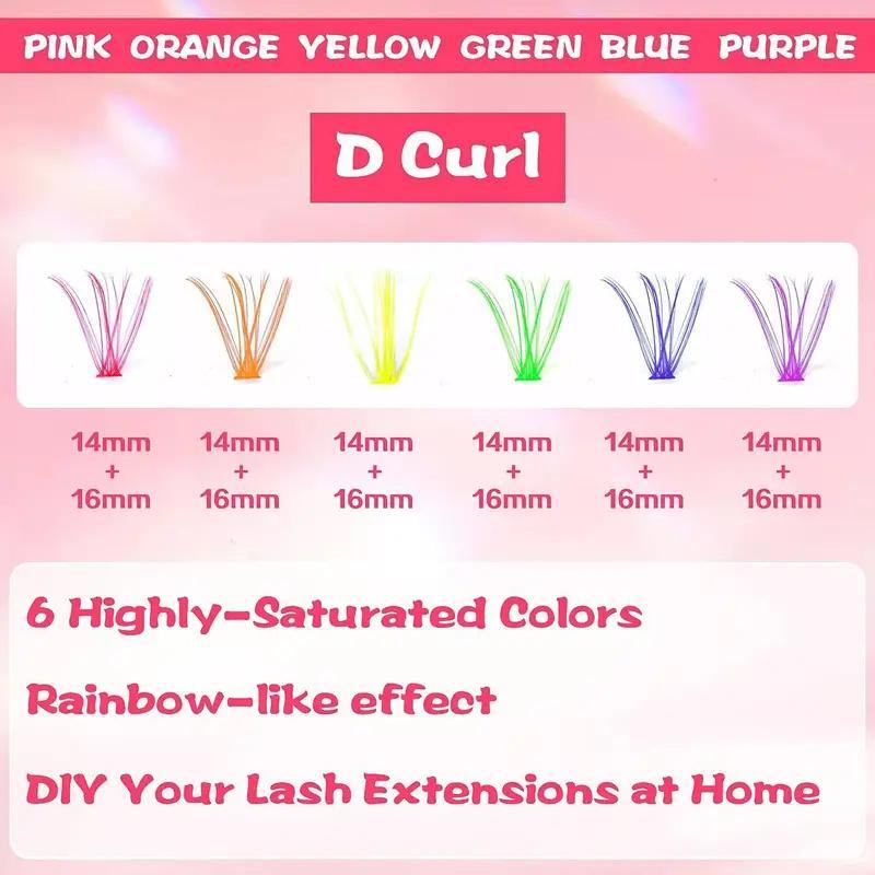 Colorful Eyelash Extension Set, 120pcs box Mixed Color & Length Individual False Eyelashes, Reusable Fluffy Eyelashes, Suitable for Women & Girls