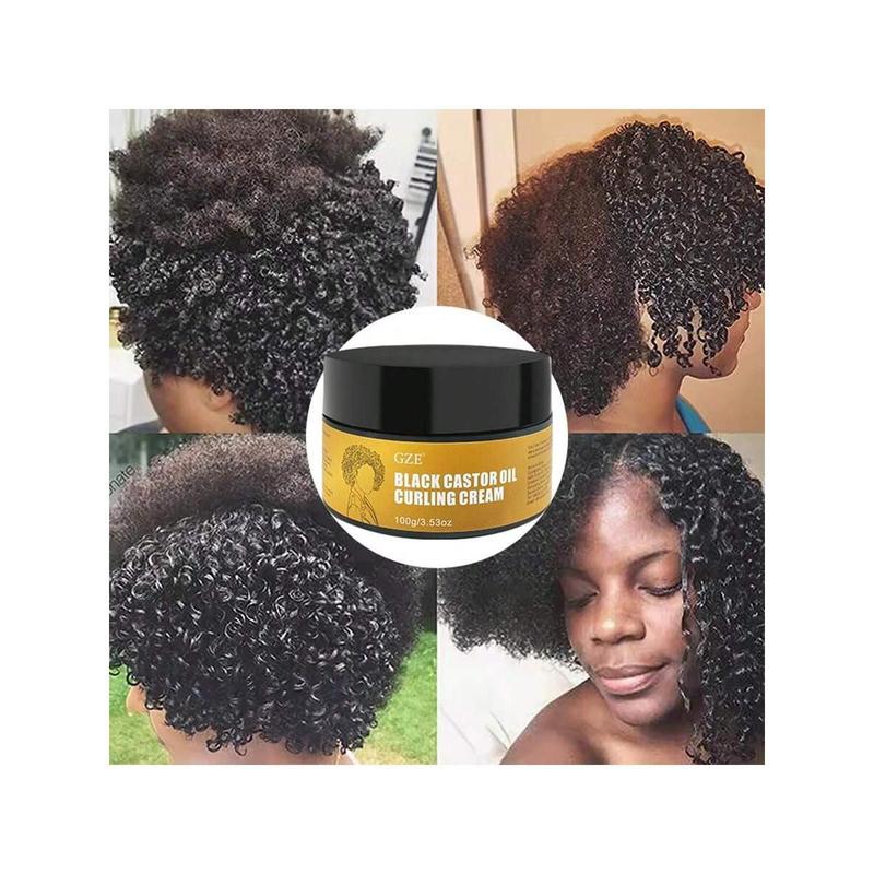 GZE Black Castor Oil Curl Defining Cream Non-Stick Hydrates & Eliminates Frizz, Hair-Smoothing Anti-Frizz Cream To Define All Curly Types & Hair Textures Curling Perfection Cream For Women And Men