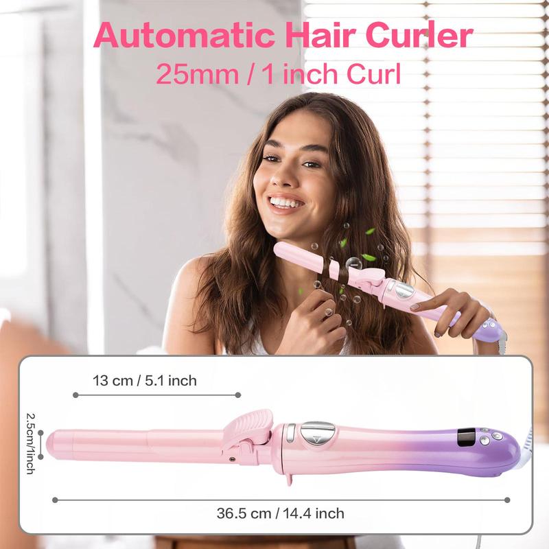 25mm Automatic Rotating Hair Curler, 1 Box Electric Hair Curler with LED Display, Hair Styling Tool for Home & Salon Use, Christmas Gift, Stocking Fillers, Winter & New Year Gift, Winter Essentials