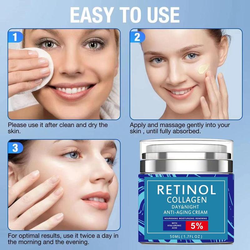 Retinol & Collagen Moisturizing Night Cream, Hydrating Nourishing Face Cream, Face Moisturizer for Women & Men All Skin Types