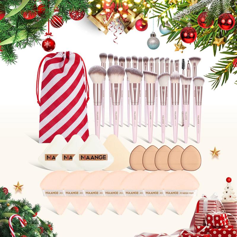 Professional Makeup Tools Set for Christmas Gift, 42pcs set Makeup Brushes & Powder Puffs & Storage Bag, Gift for Women and Girls