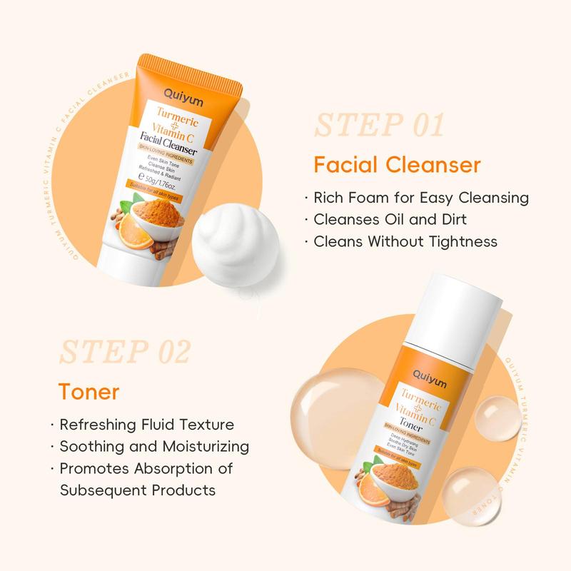 Turmeric Skin Care Set, 1 Set Facial Cleanser & Toner & Serum & Eye Cream & Face Cream & Soap & Makeup Bag & 12pcs Mud Mask, Moisturizing Skin Care Kit for Women