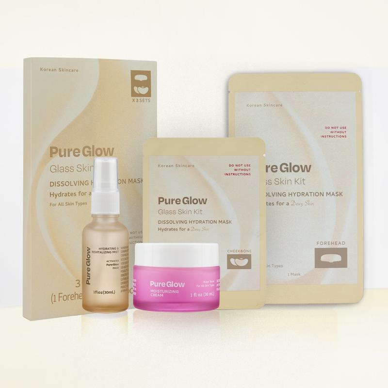 Glass Skin Kit (Dissolving Hydration Mask + Hydrating & Revitalizing Mist + Moisturizing Cream) Firming and Glowing Skincare